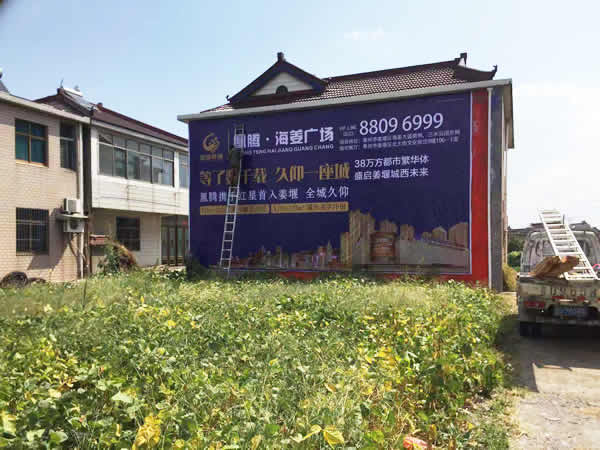 凰騰海姜廣場鄉(xiāng)村墻體廣告制作安裝